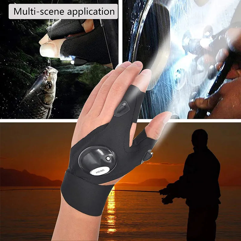 OutdoorSportHub | Fingerless Glove LED Flashlight Waterproof